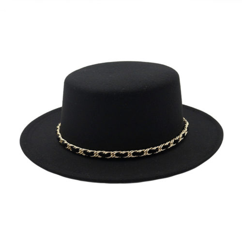 Flat Top Black Fedora Hat